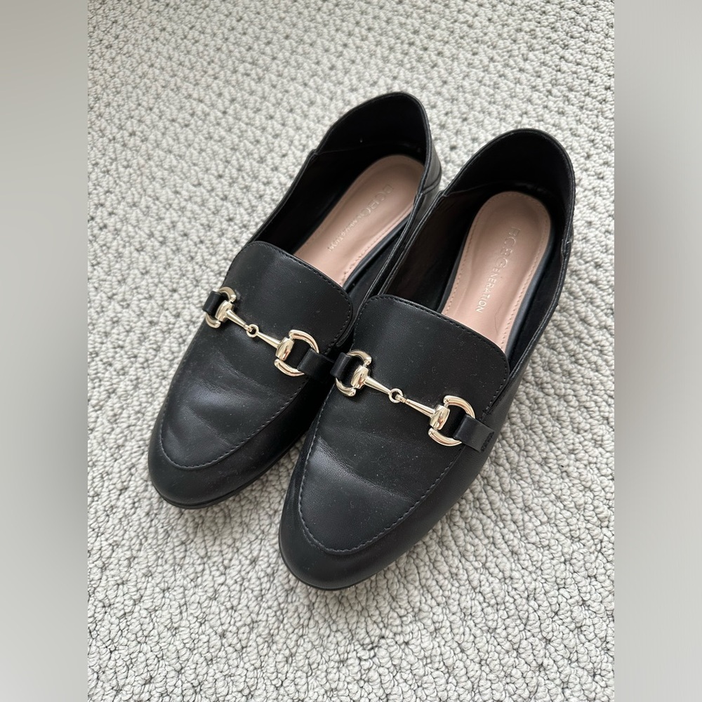 Black Loafers with metal accents